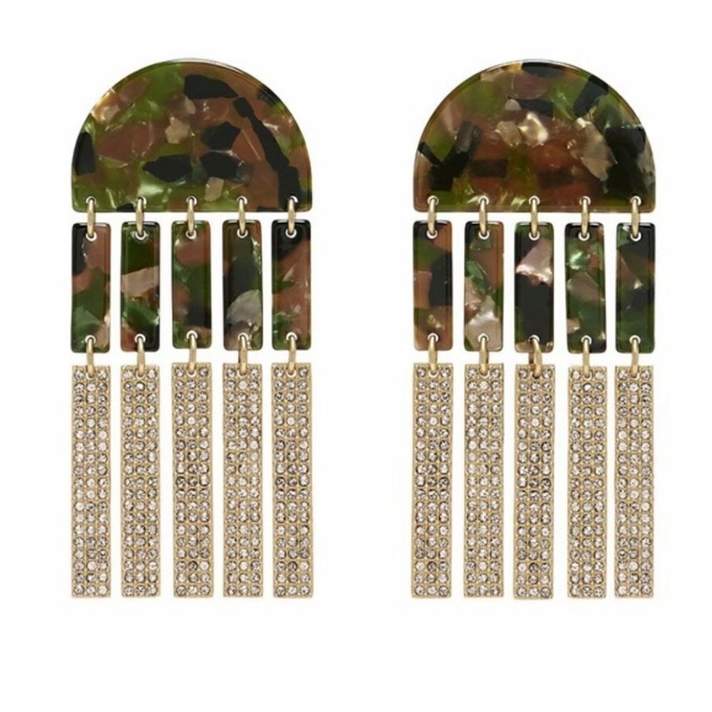 India Hicks Camo Drop Earrings NWT